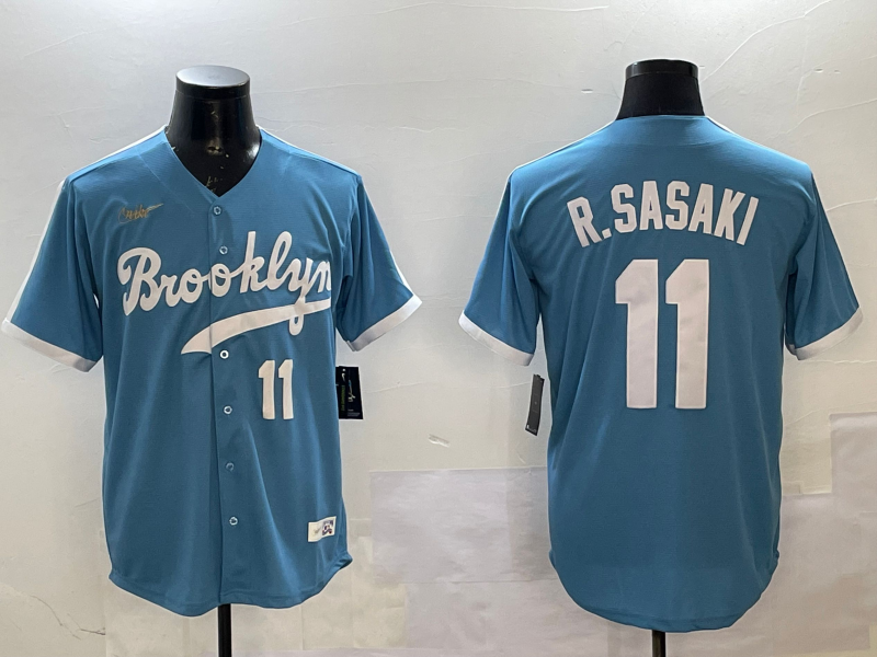 Men Los Angeles Dodgers #11 R Sasaki blue 2025 MLB nike jersey style 25